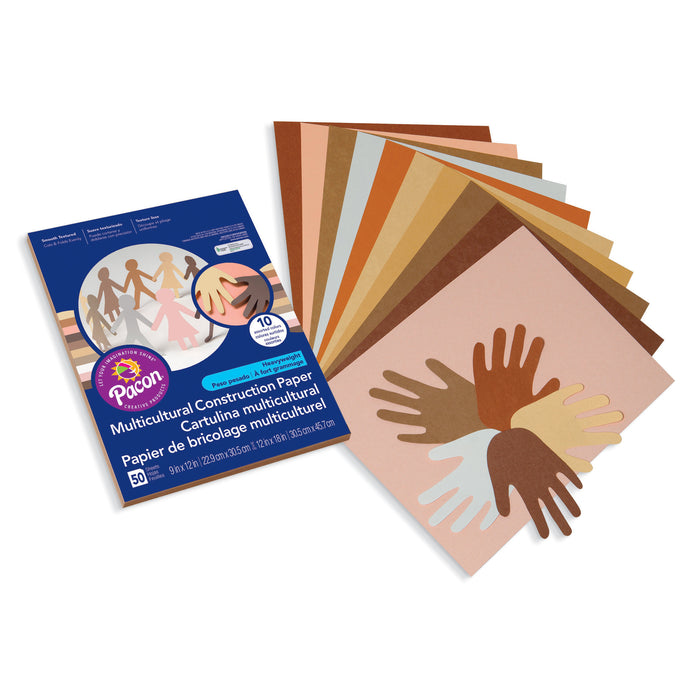 Shades of Me Construction Paper, 5 Assorted Skin Tone Colors, 12" x 18", 50 Sheets Per Pack, 5 Packs