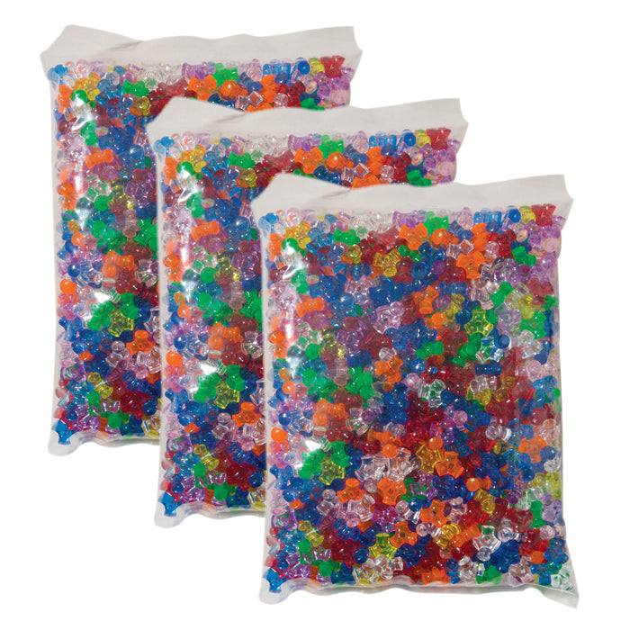 (3 PK) TRI BEADS ASSORTED COLORS