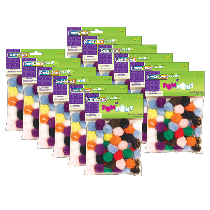 (12 PK) POM PONS BRIGHT HUES 1IN 50