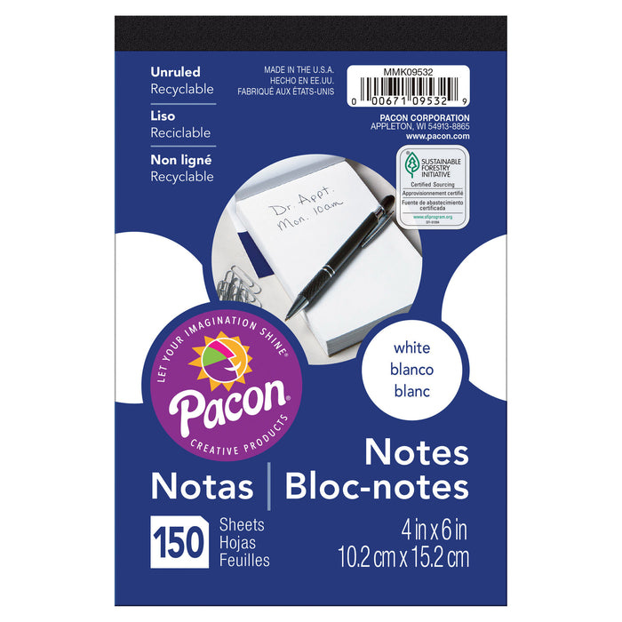 (12 EA) WHITE NOTE PADS 4X6