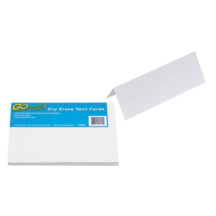 DRY ERASE TENT CARDS WHITE 50 CARDS