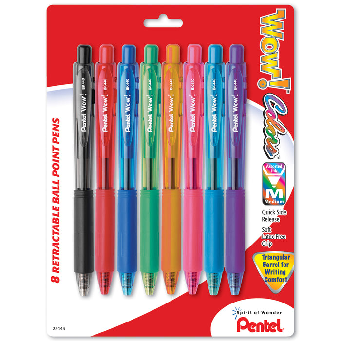WOW!™ Retractable Ball Point Pens, Assorted, 8 Per Pack, 6 Packs