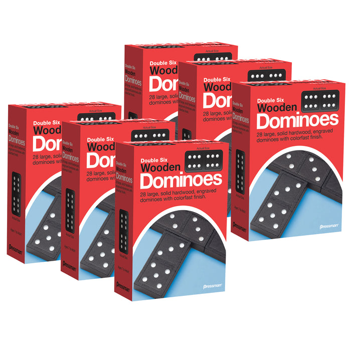Double Six Wooden Dominoes Game, 6 Packs