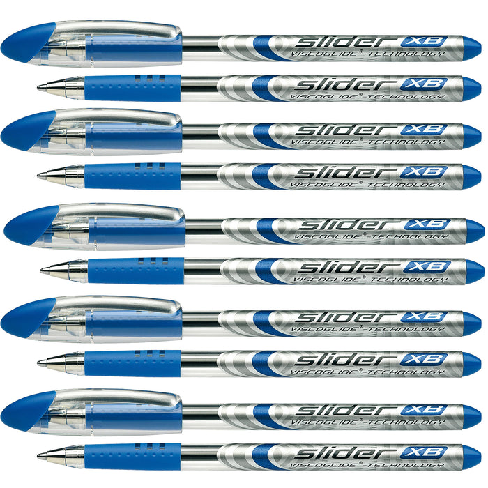 Slider Basic XB Ballpoint Pen Viscoglide Ink, 1.4 mm, Blue Ink, Pack of 10