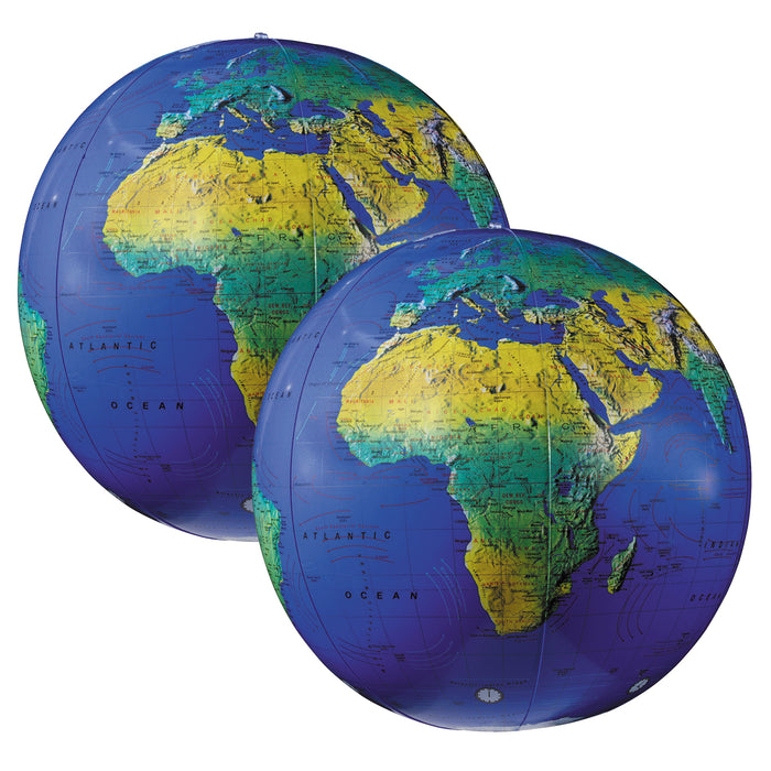 Inflatable Topographical Globe, 12", Pack of 2