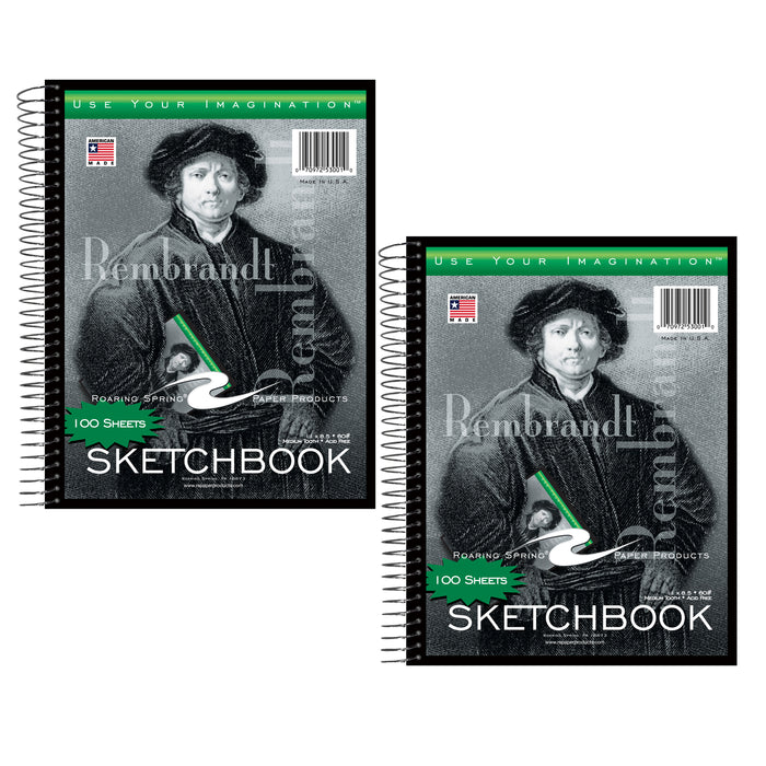 Sketchbook, 11" x 8-1-2", 100 Sheets, Pack of 2