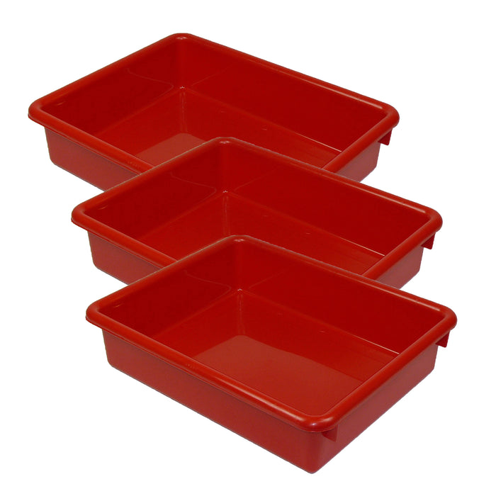 Stowaway® 3" Letter Tray no Lid, Red, Pack of 3