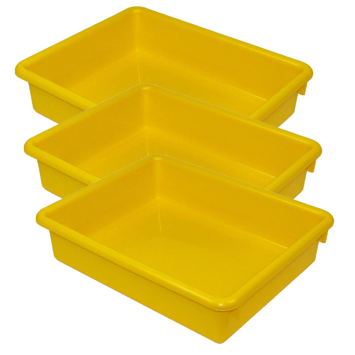 Stowaway® 3" Letter Tray no Lid, Yellow, Pack of 3