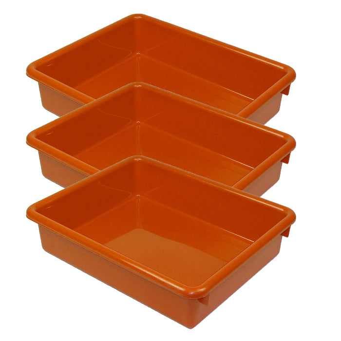 Stowaway® 3" Letter Tray no Lid, Orange, Pack of 3