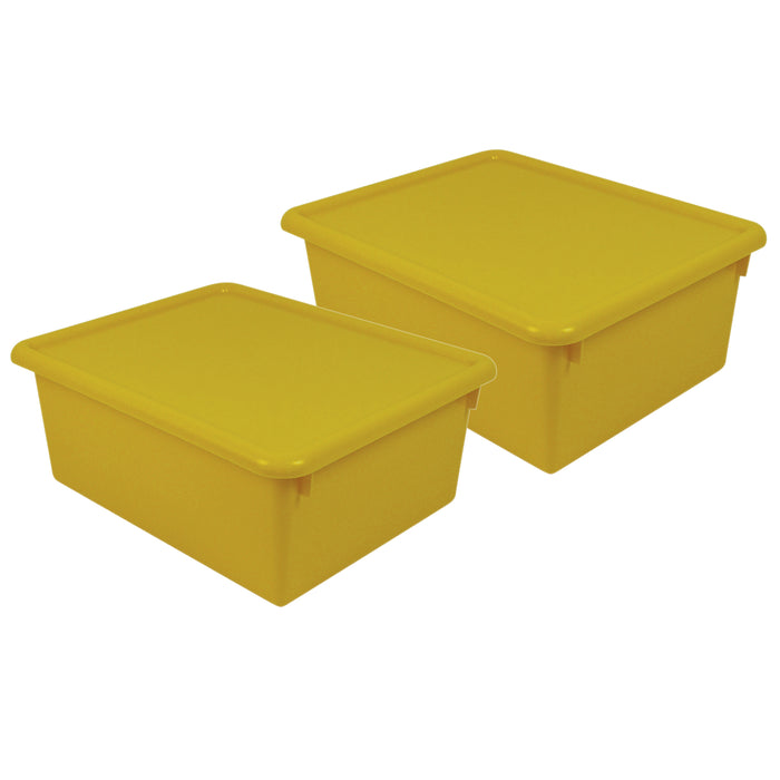 Stowaway® 5" Letter Box with Lid, Yellow, Pack of 2