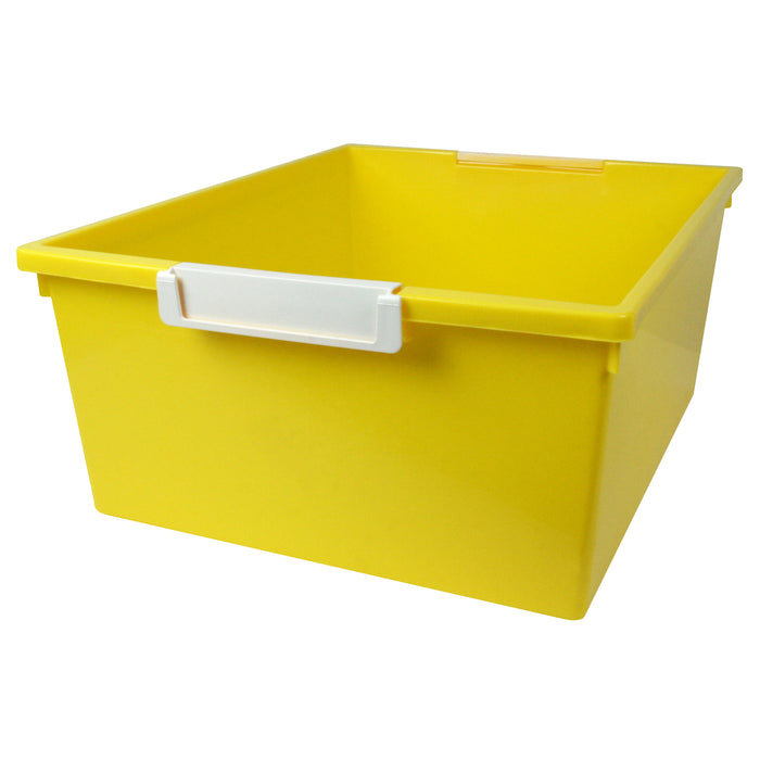 Tattle® Tray with Label Holder, 12 QT, Yellow, Pack of 3