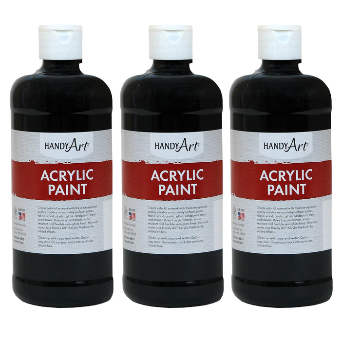 Acrylic Paint 16 oz, Mars Black, Pack of 3