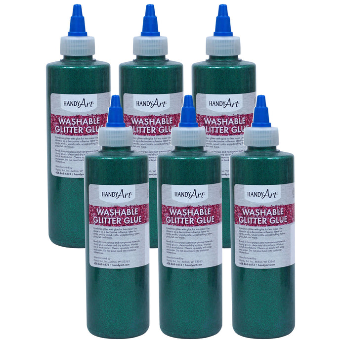 Washable Glitter Glue, 8 oz., Green, Pack of 6