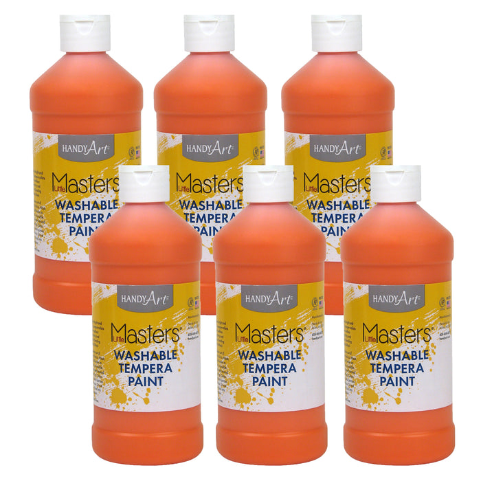 Little Masters® Washable Tempera Paint, Orange, 16 oz., Pack of 6