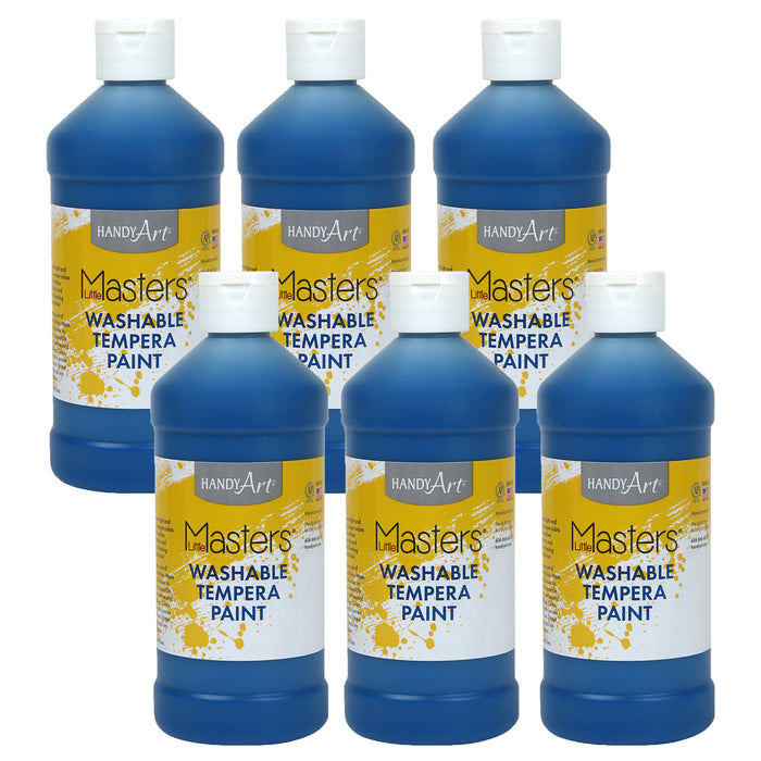 Little Masters® Washable Tempera Paint, Blue, 16 oz., Pack of 6