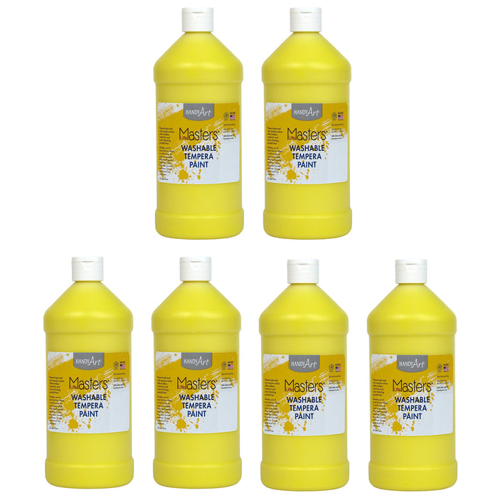 Little Masters® Washable Tempera Paint, Yellow, 32 oz., Pack of 6
