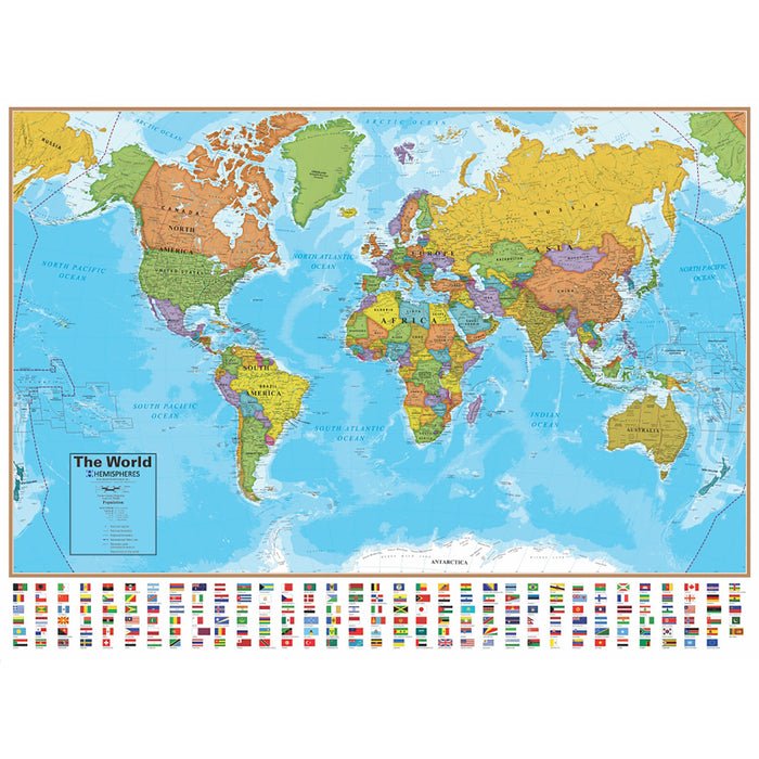 HEMISPHERES LAMINATED MAP WORLD