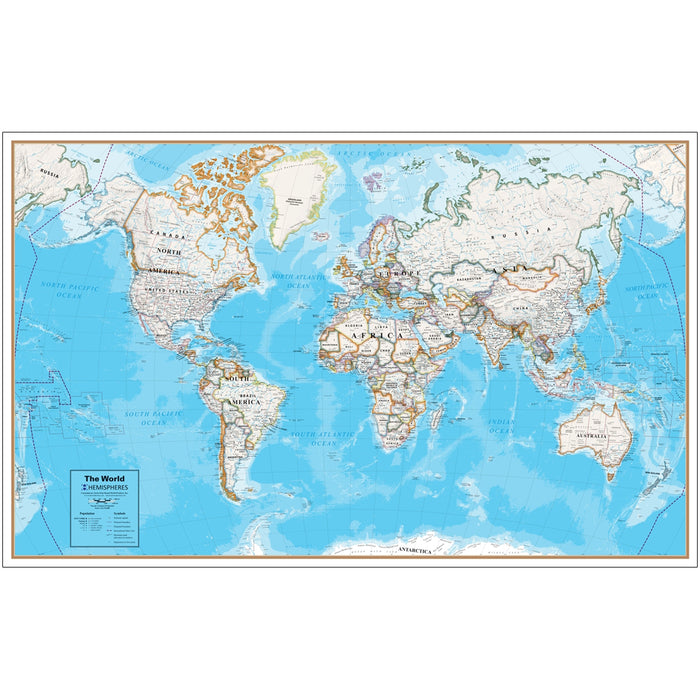 CONTEMP LAMINATED WALL MAP WORLD
