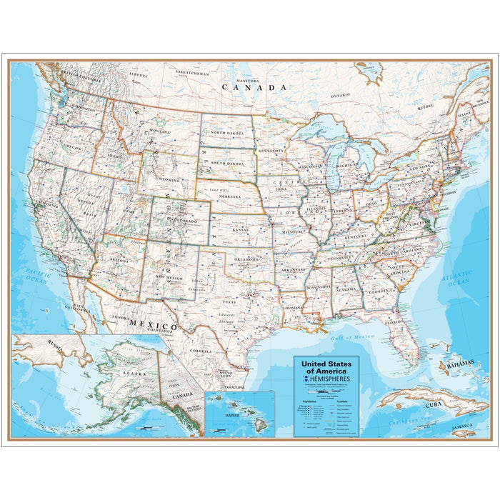 LAMINATED WALL MAP UNITED STATES