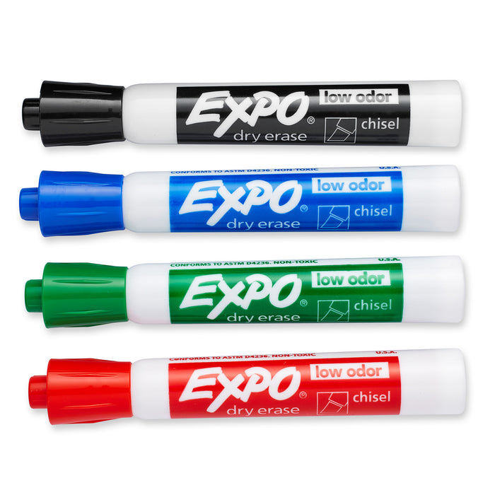 Low Odor Dry Erase Markers, Assorted, 4 Per Pack, 2 Packs