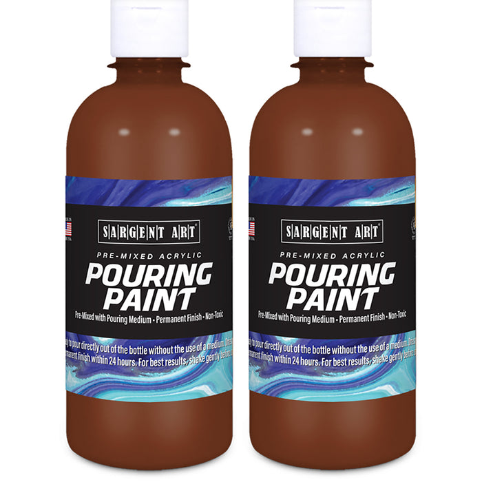 Acrylic Pouring Paint, 16 oz, Burnt Umber, Pack of 2
