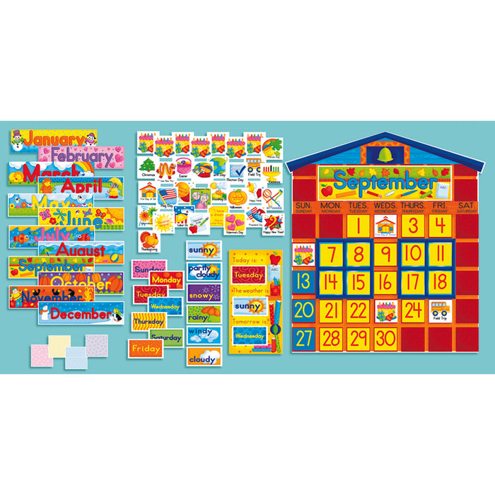All-In-One Schoolhouse Calendar Bulletin Board Set, 2 Sets