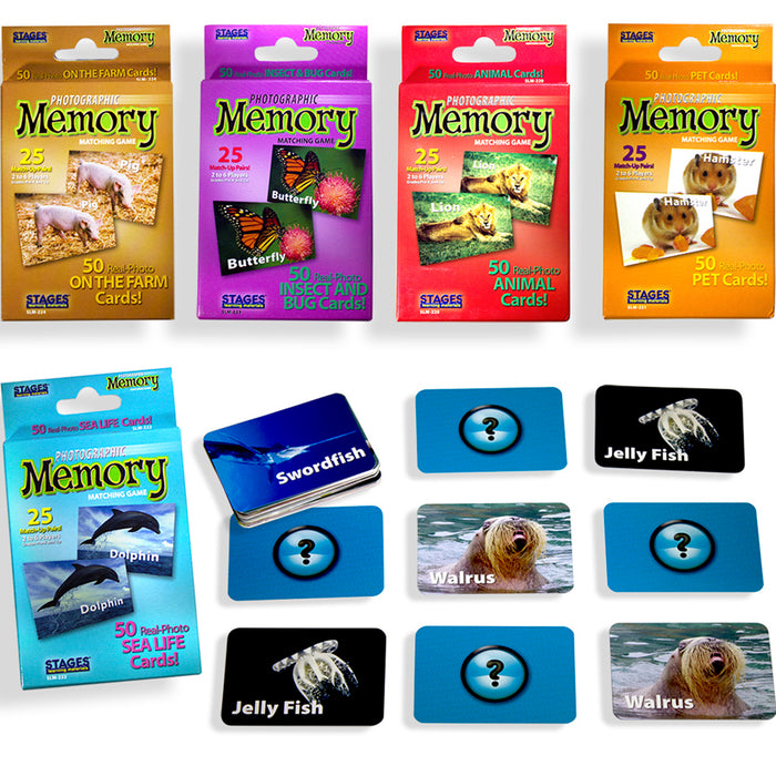 Animal Photographic Memory Matching Game Set