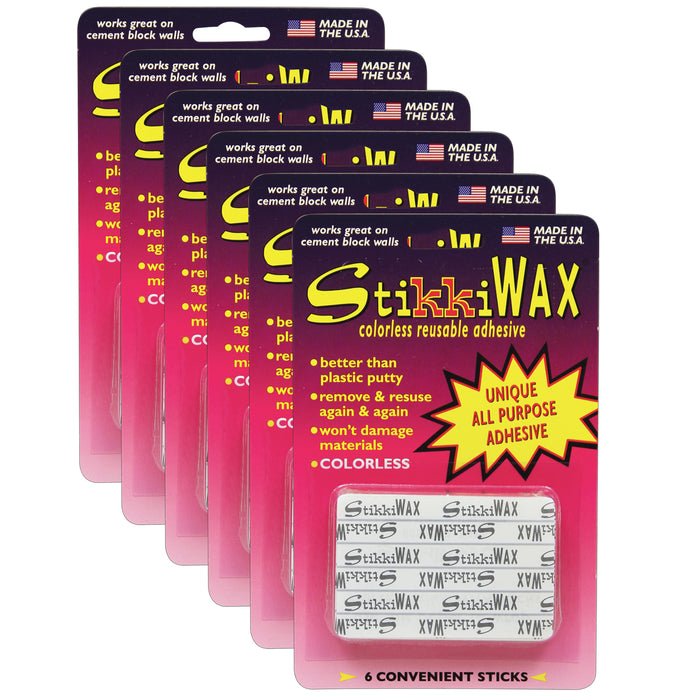 StikkiWAX™ Adhesive Bars-Sticks, 6 Per Pack, 6 Packs