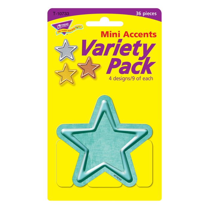 I ♥ Metal Stars Mini Accents Variety Pack, 36 Per Pack, 6 Packs