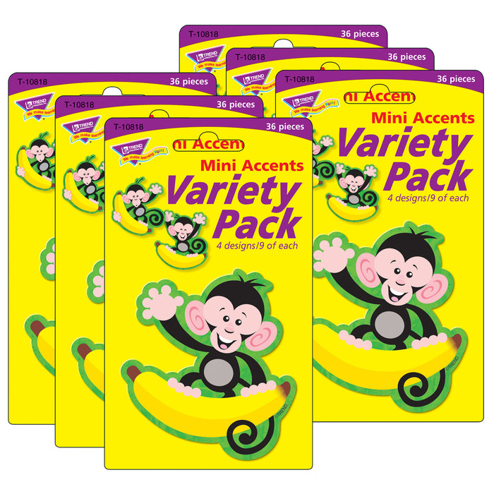 Monkeys and Bananas Mini Accents Variety Pack, 36 Per Pack, 6 Packs