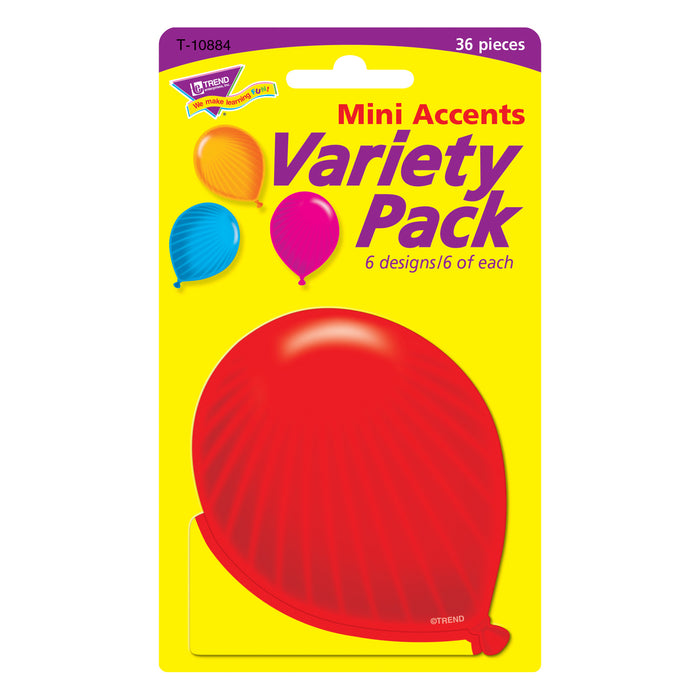 Party Balloons Mini Accents Variety Pack, 36 Per Pack, 6 Packs