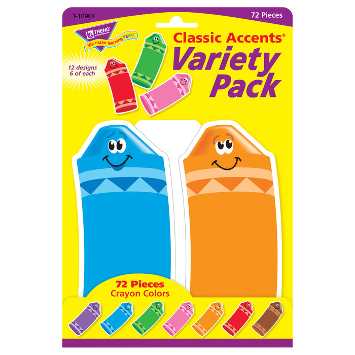 Crayon Colors Classic Accents® Variety Pack, 72 Per Pack, 3 Packs