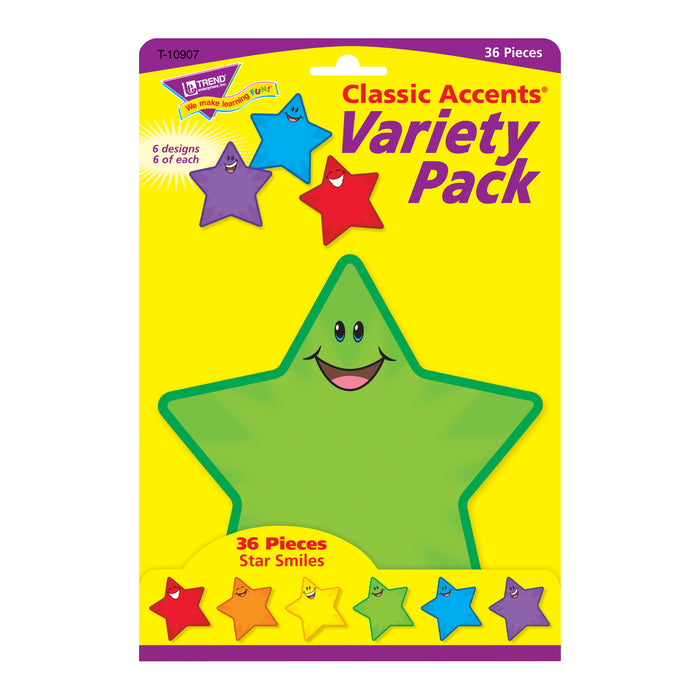 Star Smiles Classic Accents® Variety Pack, 36 Per Pack, 3 Packs