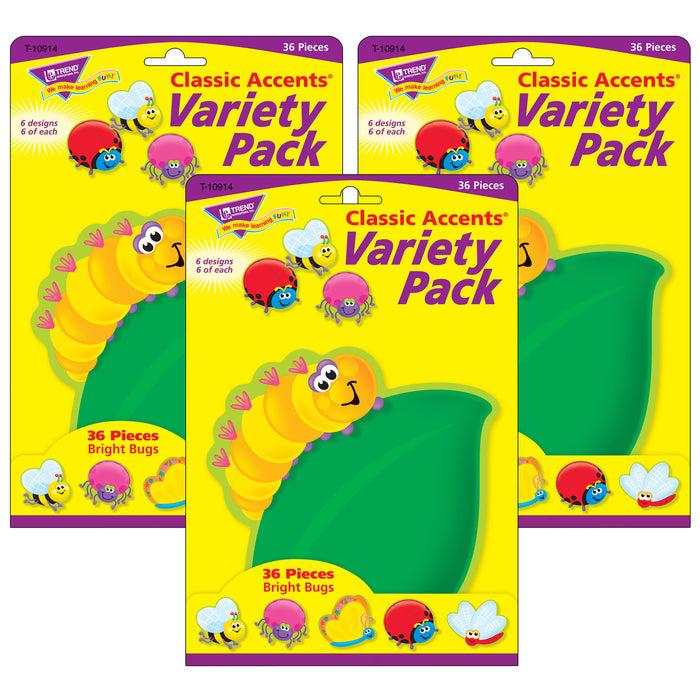 Bright Bugs Classic Accents® Variety Pack, 36 Per Pack, 3 Packs