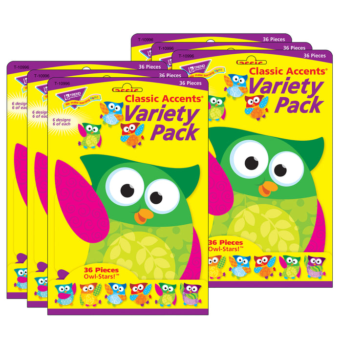 Owl-Stars!® Classic Accents® Variety Pack, 36 Per Pack, 3 Packs