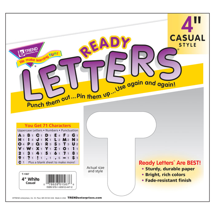White 4" Casual Uppercase Ready Letters®, 6 Packs