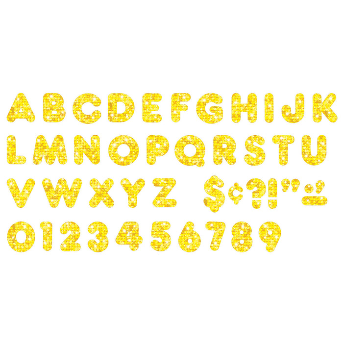 Yellow Sparkle 4" Casual Uppercase Ready Letters®, 71 Per Pack, 3 Packs