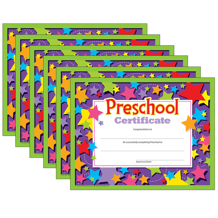 Preschool Certificate, 30 Per Pack, 6 Packs