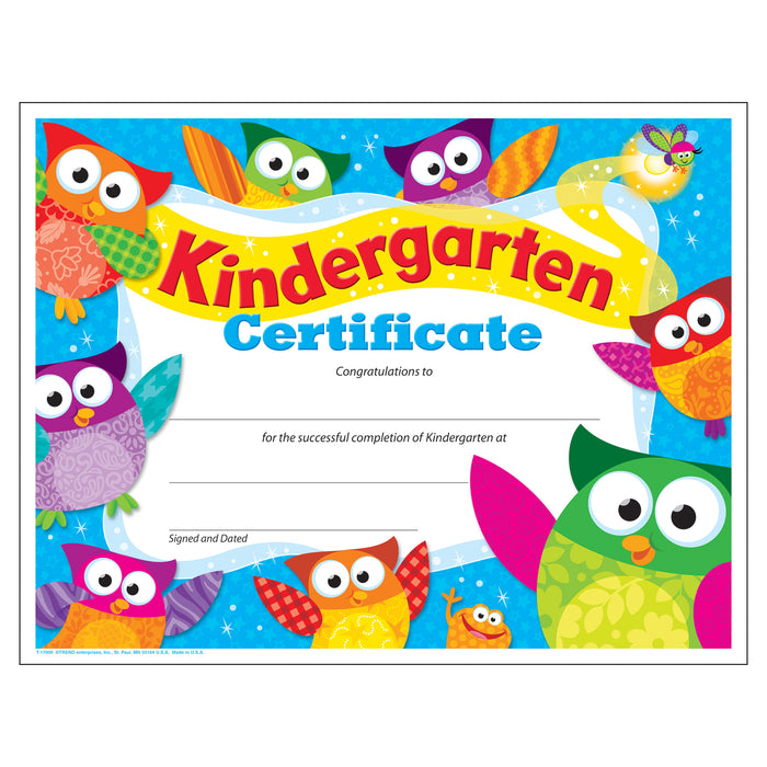 Kindergarten Certificate Owl-Stars!®, 30 Per Pack, 6 Packs