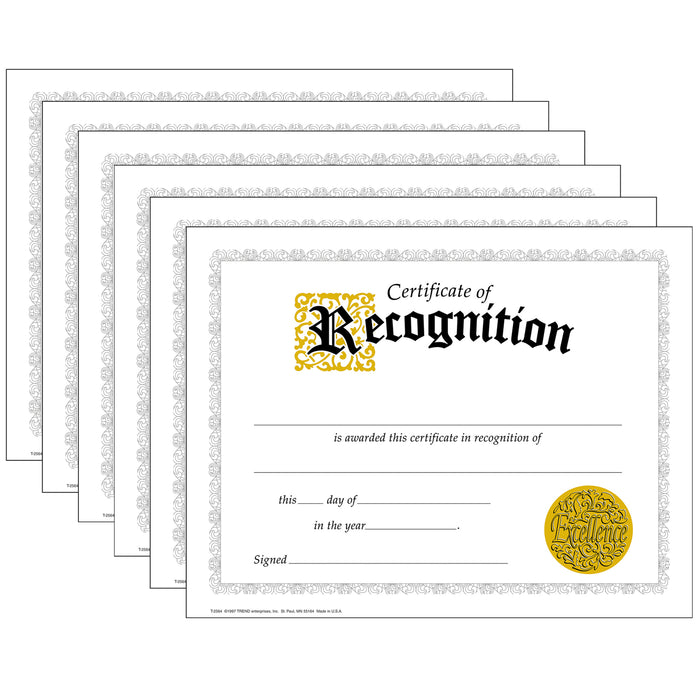 Certificate of Recognition Classic Certificates, 30 Per Pack, 6 Packs