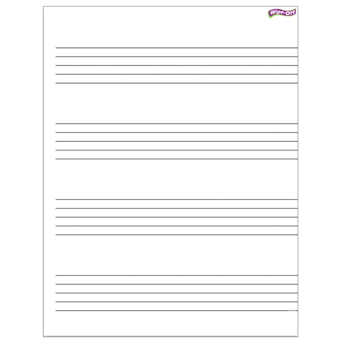 Music Staff Paper Wipe-Off® Chart, 17" x 22", Pack of 6