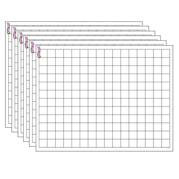 Graphing Grid (Small Squares) Wipe-Off® Chart, 17" x 22", Pack of 6