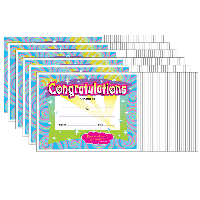 Congratulations-Swirls Colorful Classics Certificates, 30 Per Pack, 6 Packs