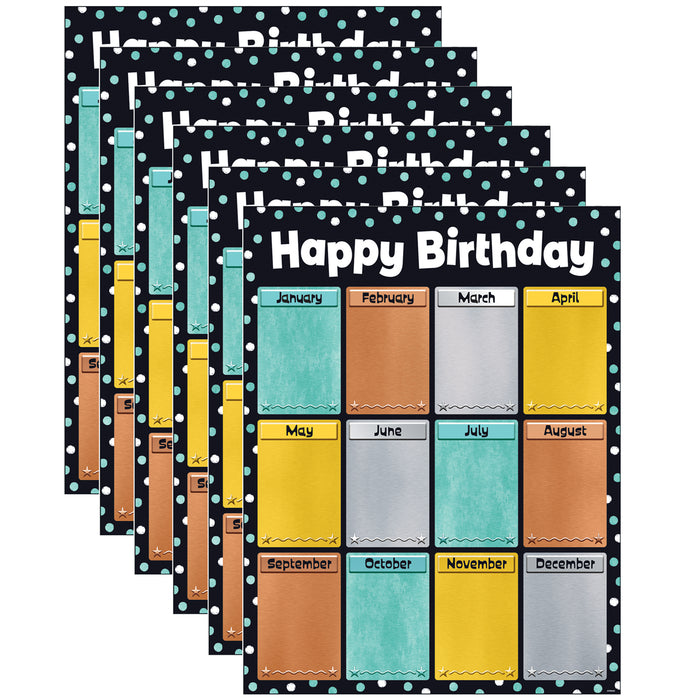 Birthday I Heart Metal™ Learning Chart, 17" x 22", Pack of 6