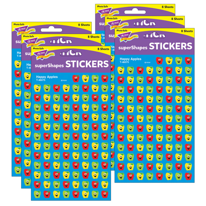 Happy Apples superShapes Stickers, 800 Per Pack, 6 Packs