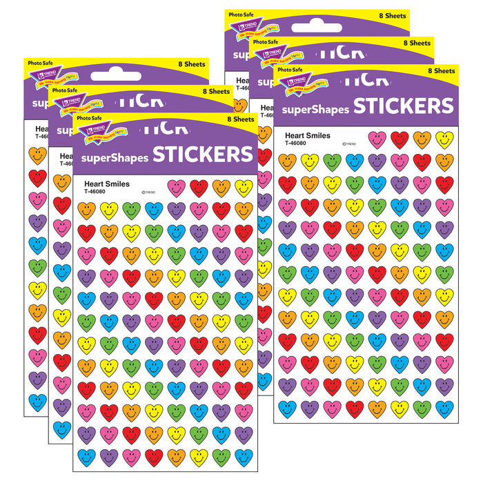 Heart Smiles superShapes Stickers, 800 Per Pack, 6 Packs