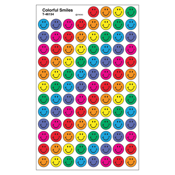 Colorful Smiles superSpots® Stickers, 800 Per Pack, 6 Packs
