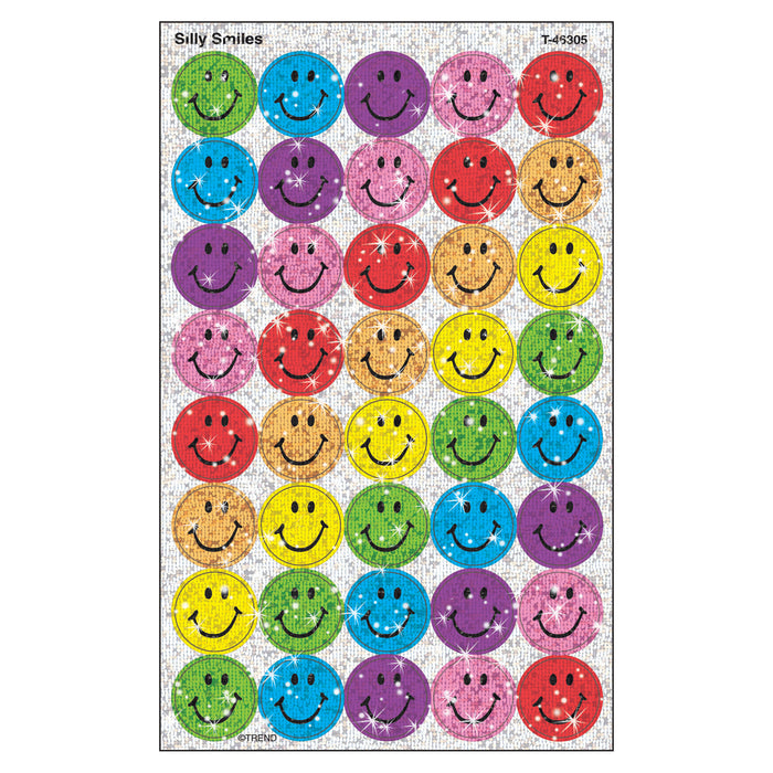 Silly Smiles superSpots® Stickers-Sparkle, 160 Per Pack, 6 Packs