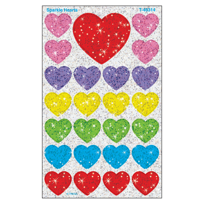 Sparkle Hearts superShapes Stickers-Sparkle, 100 Per Pack, 6 Packs