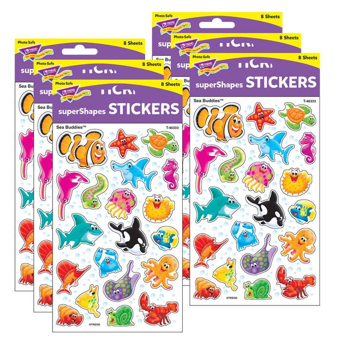 Sea Buddies™ superShapes Stickers-Large, 160 Per Pack, 6 Packs